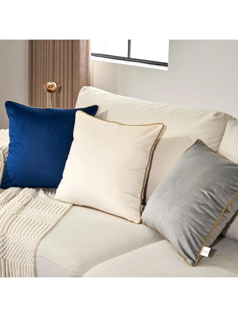 Set of 2 Soft Velvet Square Pillow Covers | Modern Decorative Cushion Cases